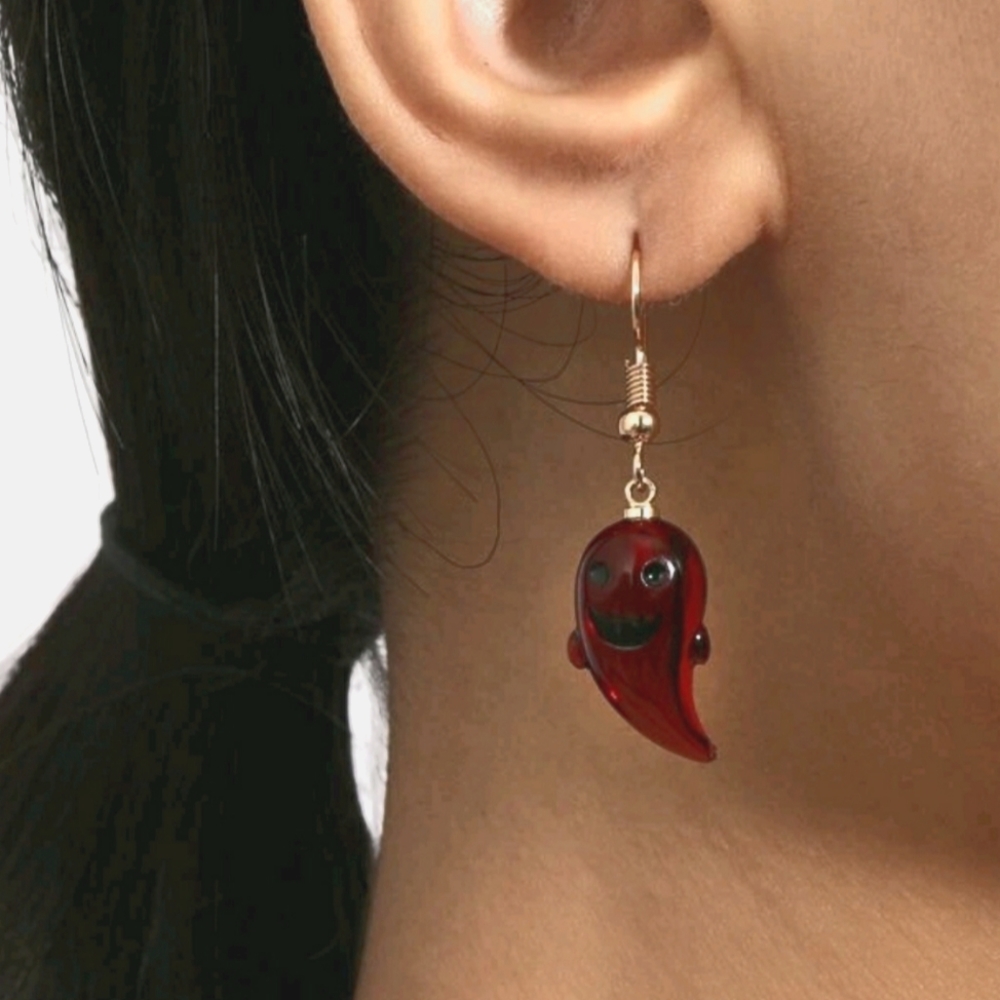 Red ghost drop earrings